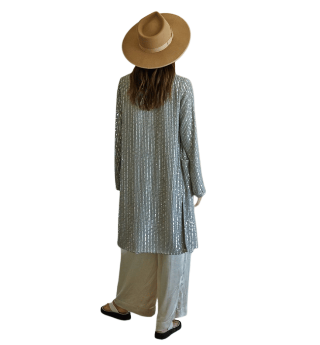 Gray Sequin Cardigan
