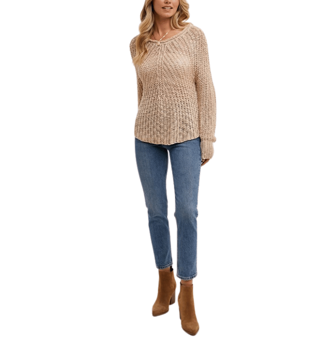 Dalton Beige Pullover Sweater