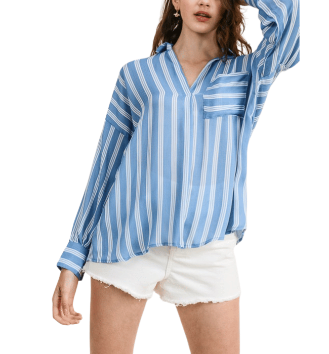 Nautical Striped Pullover Blouse