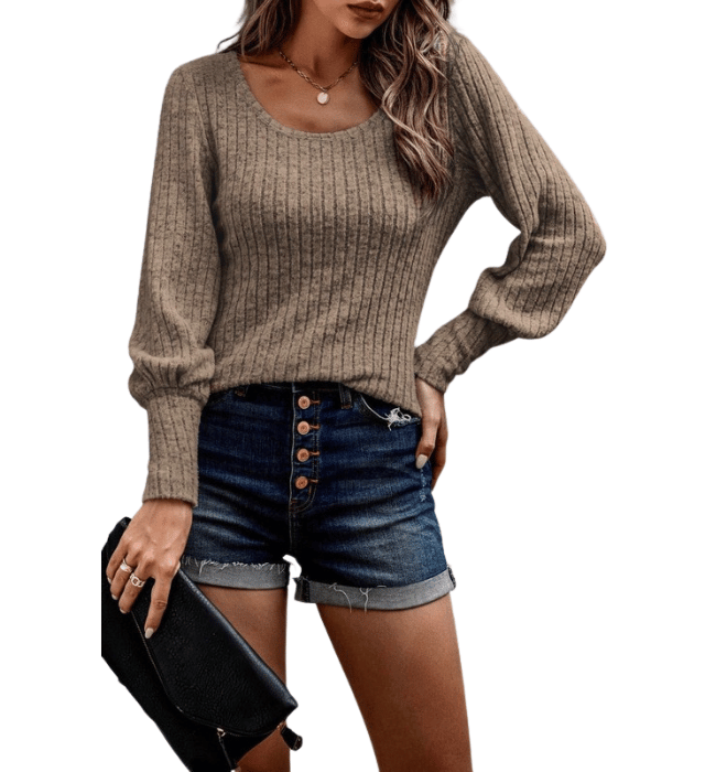 Hilarie Soft  Ribbed Top