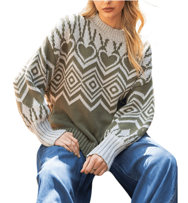 Geo Heart Printed Sweater