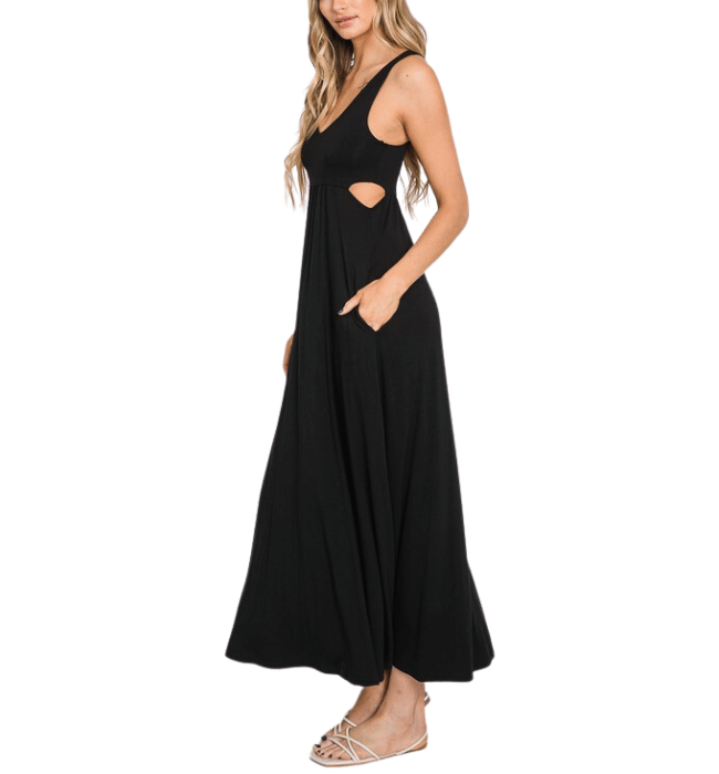 Reina Black Side Cut Out Tank Dress