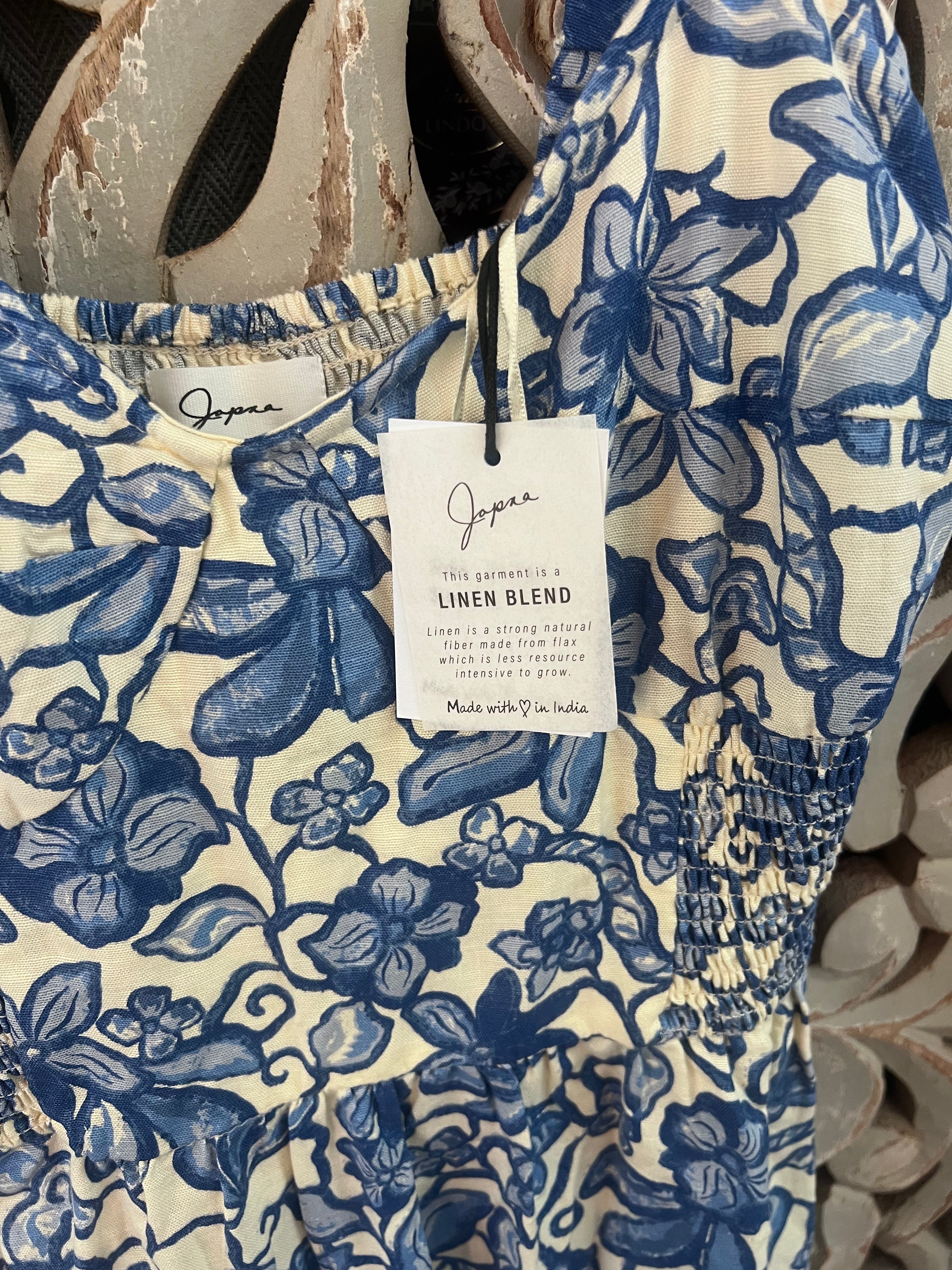 Blue + Ivory Floral Dress NWT Size L (RESTYLE)