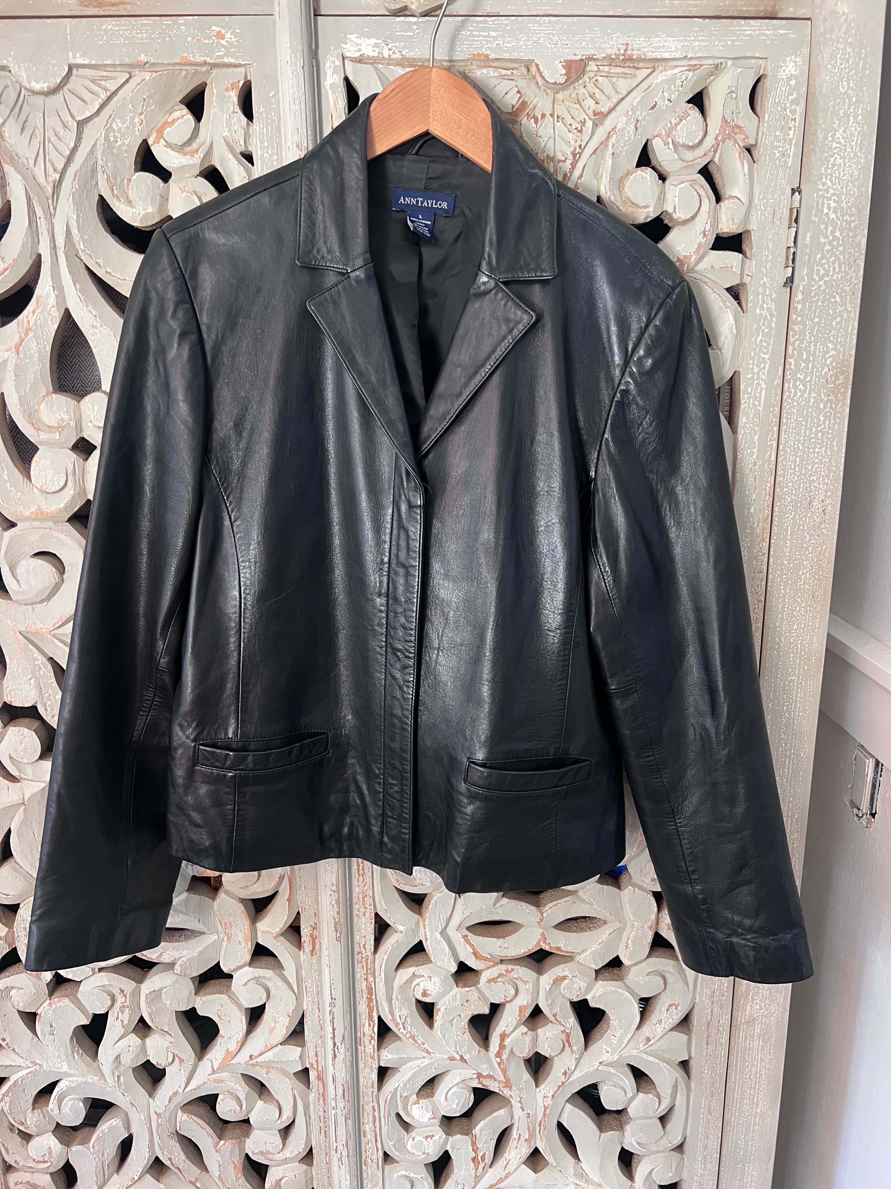 Ann Taylor Genuine Leather Jacket Size L (RESTYLE)