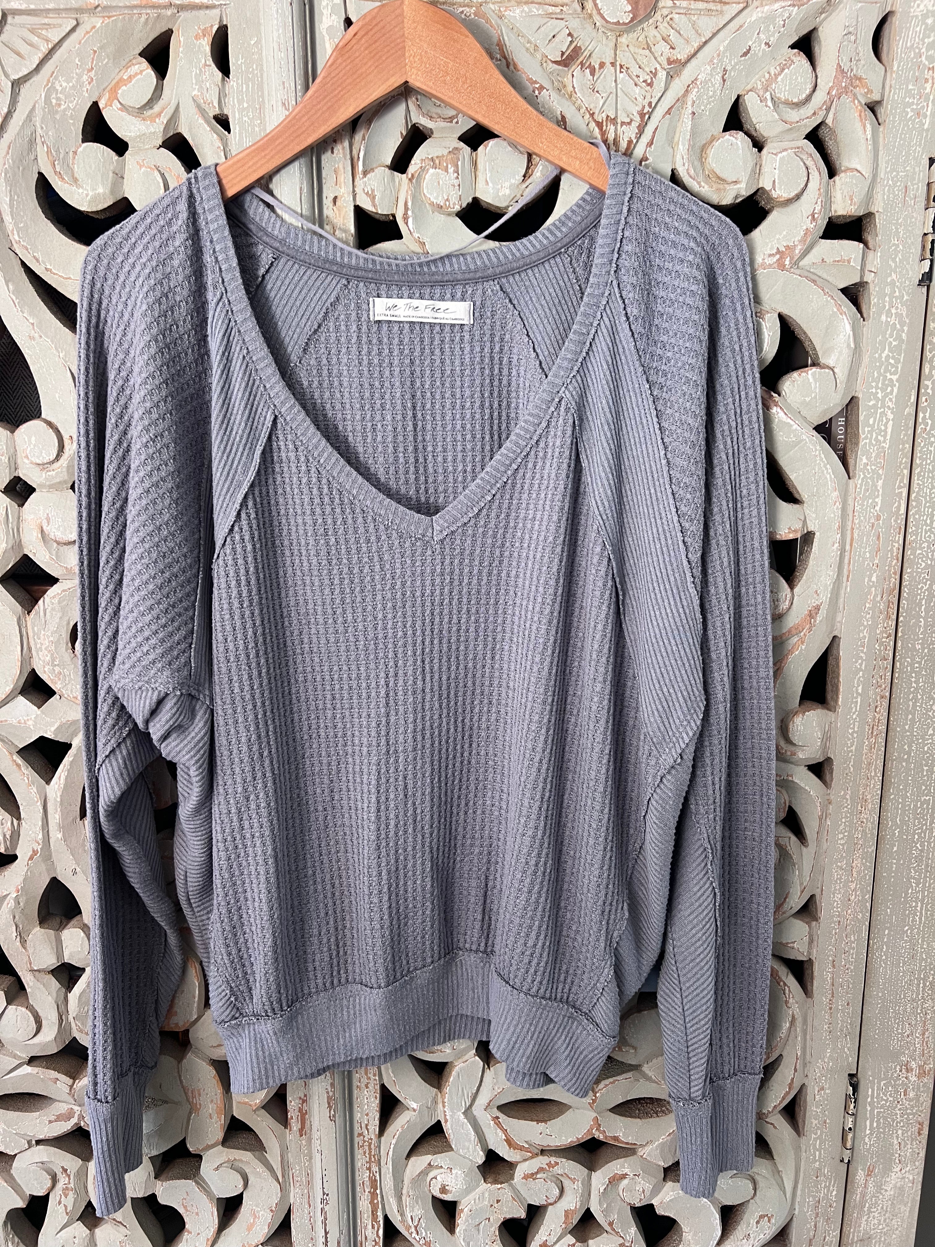 Free People Waffle Knit Top XS (RESTYLE)