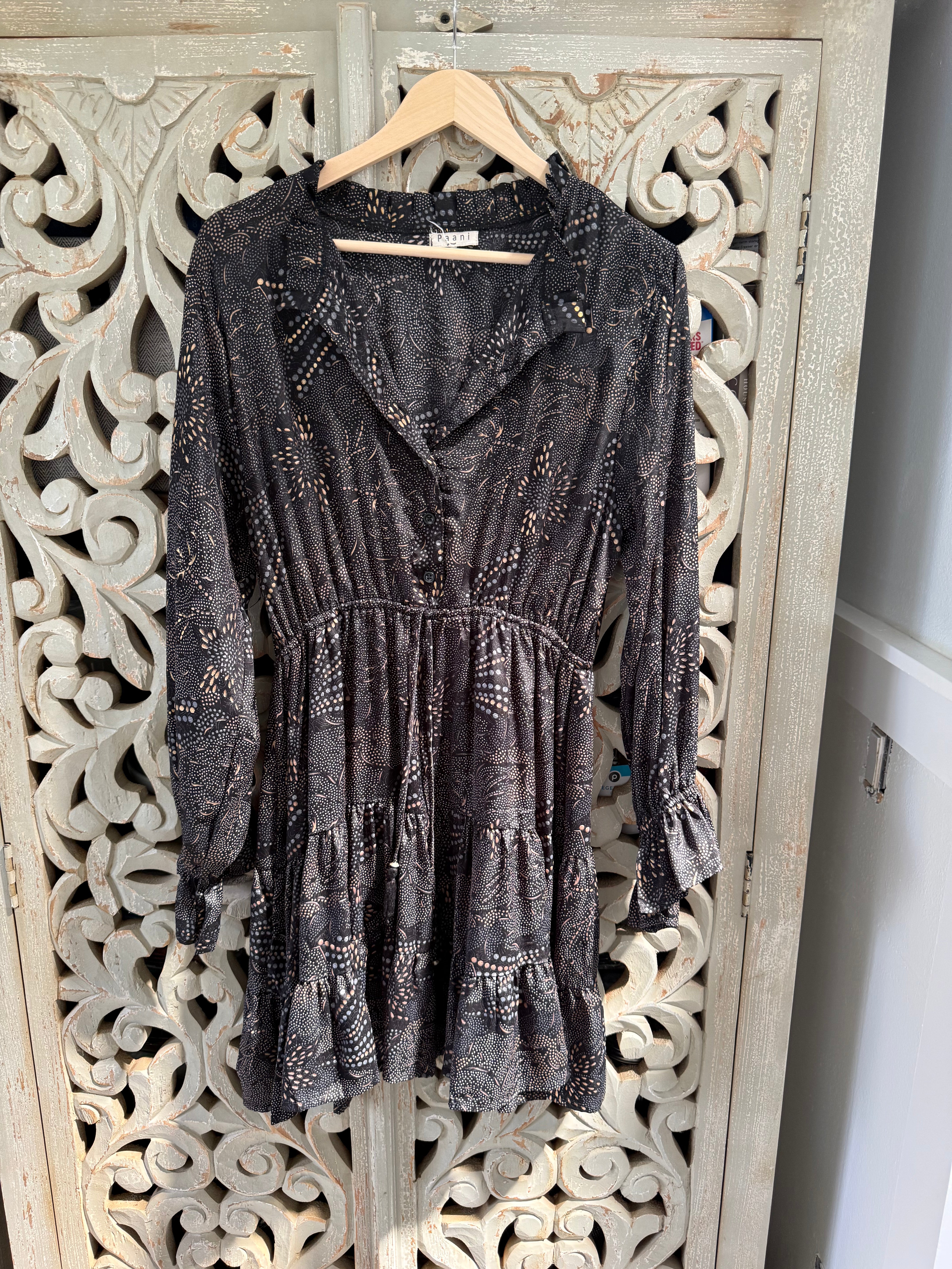 Long Sleeve Printed Dress Size S/M (RESTYLE)