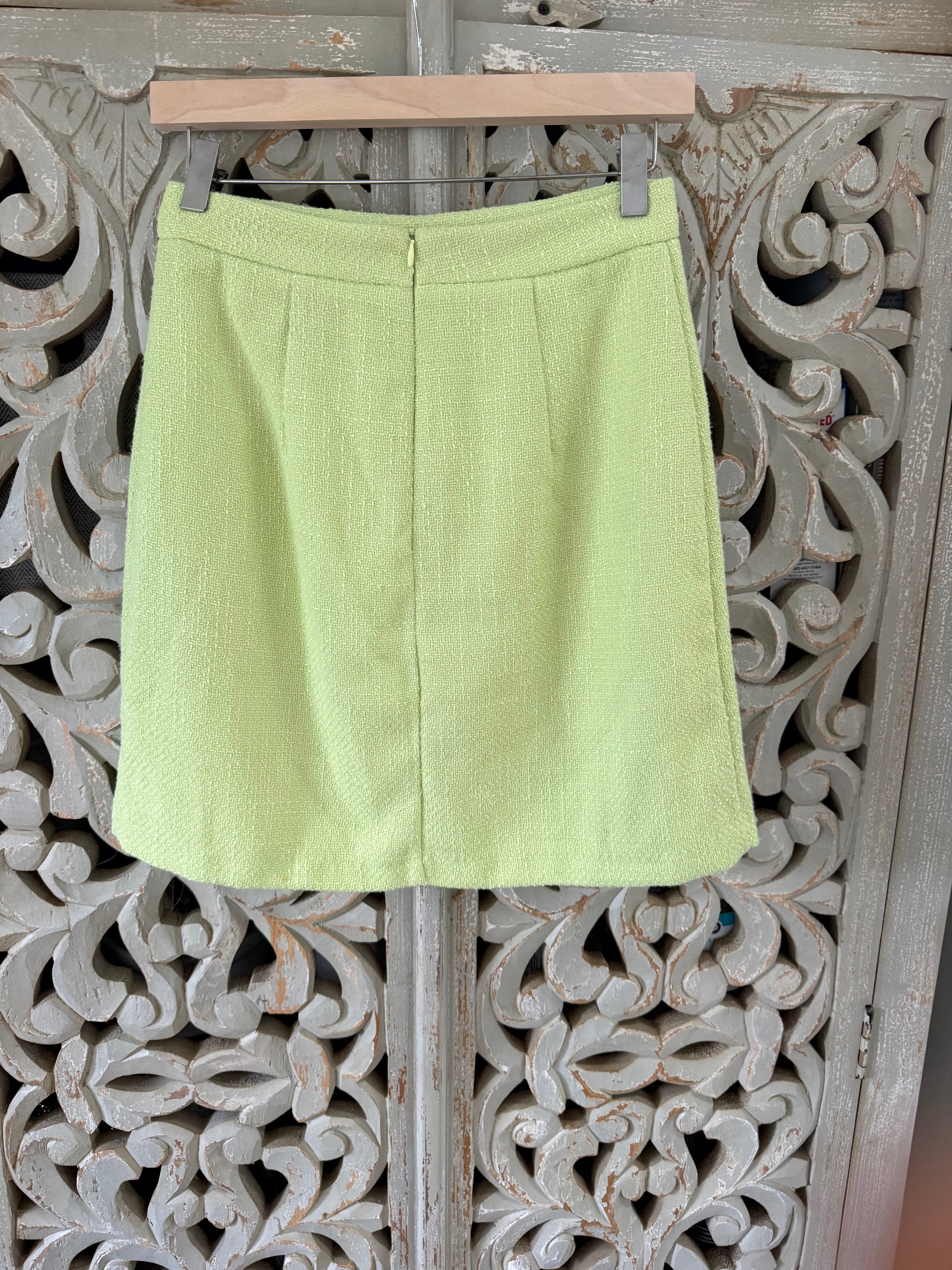 Neon Green Tweed Skirt Size 4 (RESTYLE)