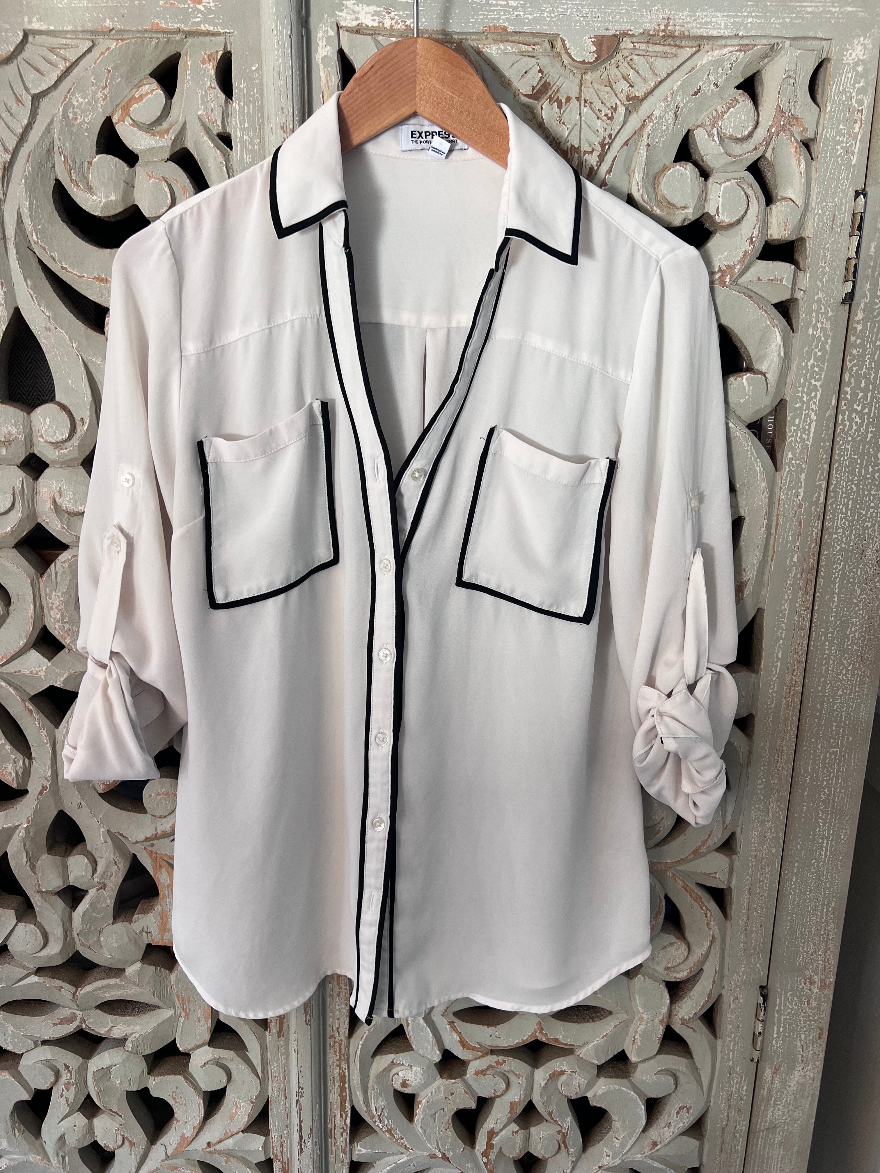 Express Black & White Blouse M (RESTYLE)