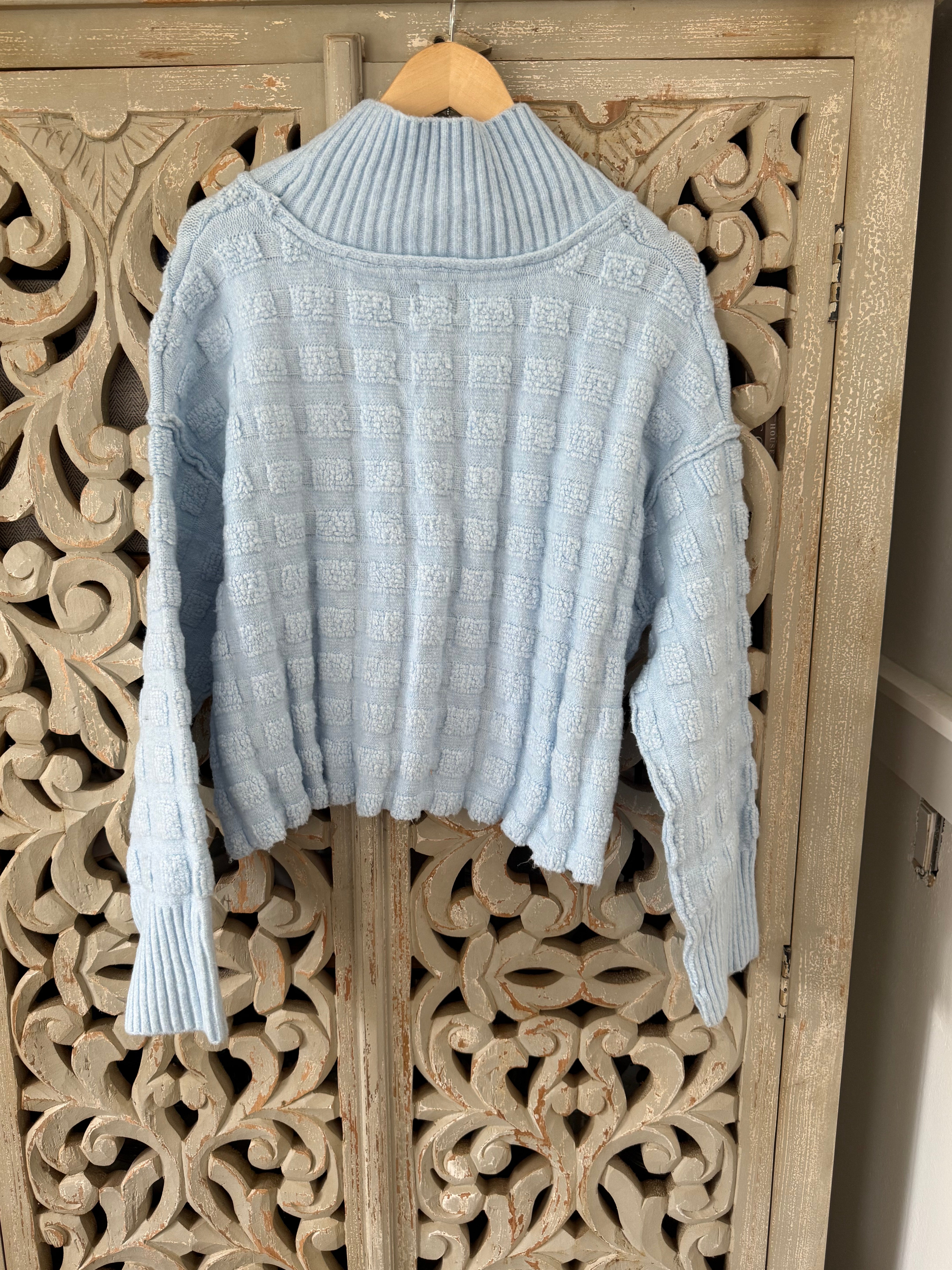 Free People Baby Blue Sweater Size S (RESTYLE)