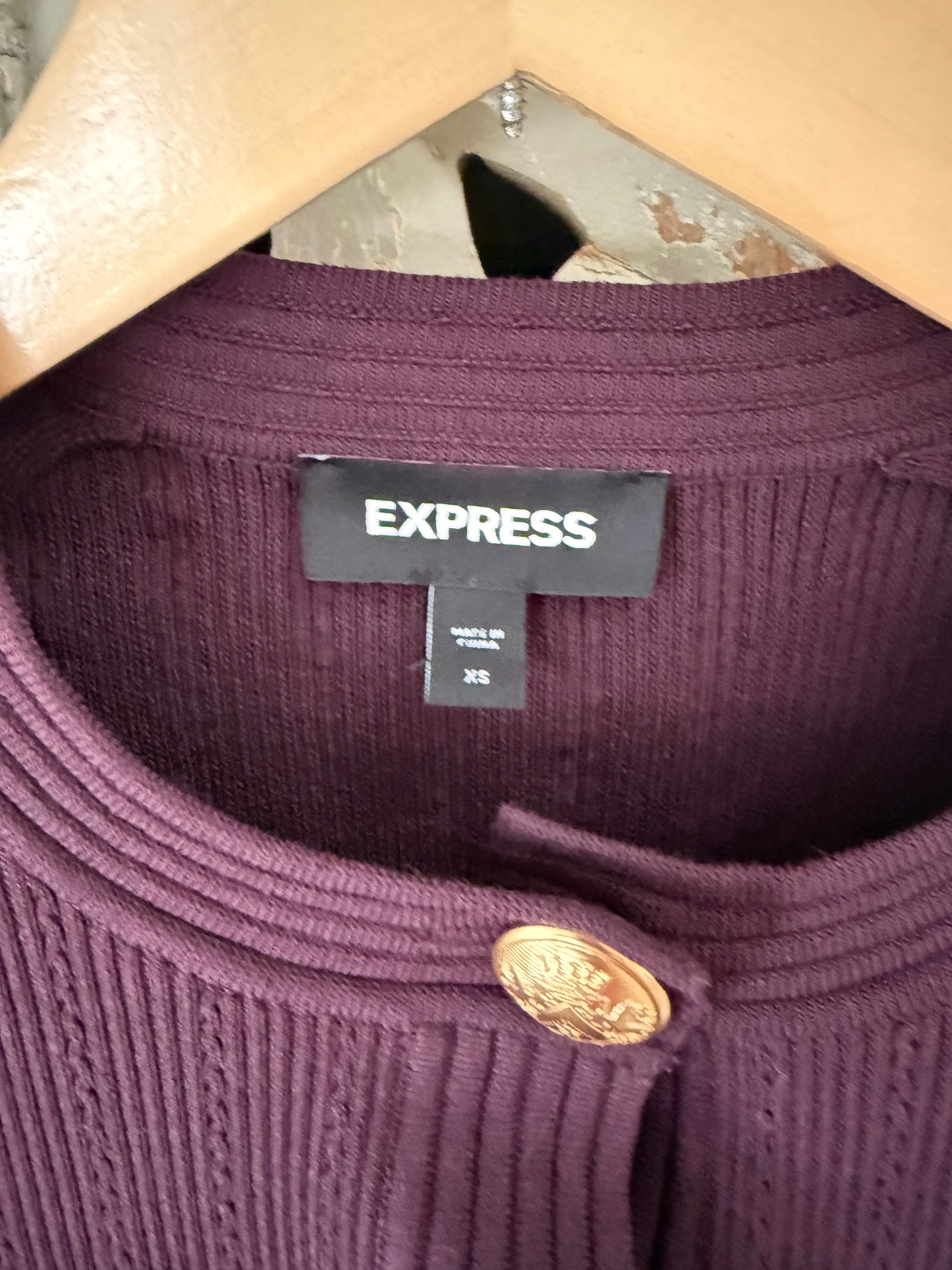 Express Plum Cardi Blazer Size XS (RESTYLE)