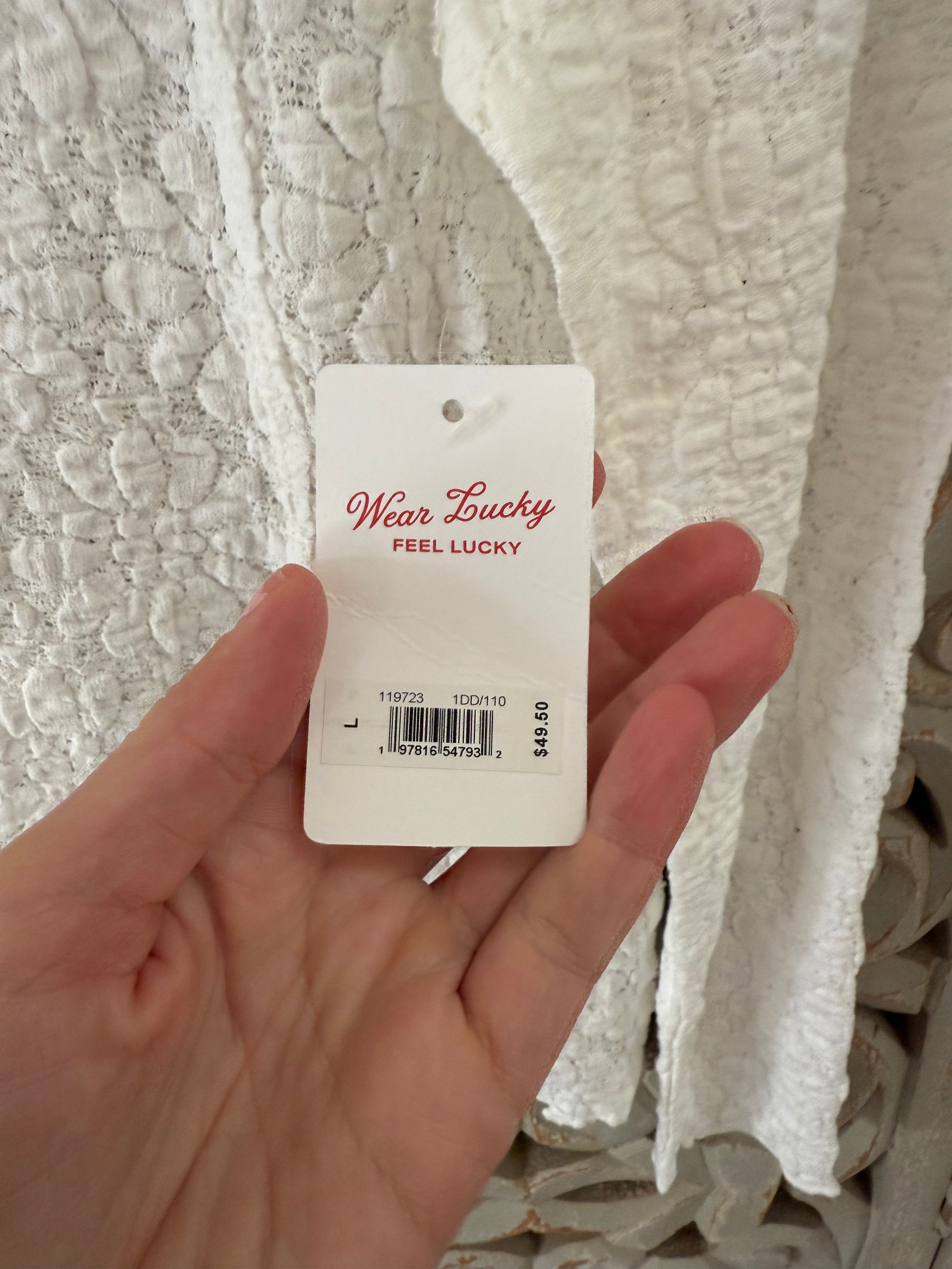Lucky Brand White Lace Top Size L (RESTYLE)