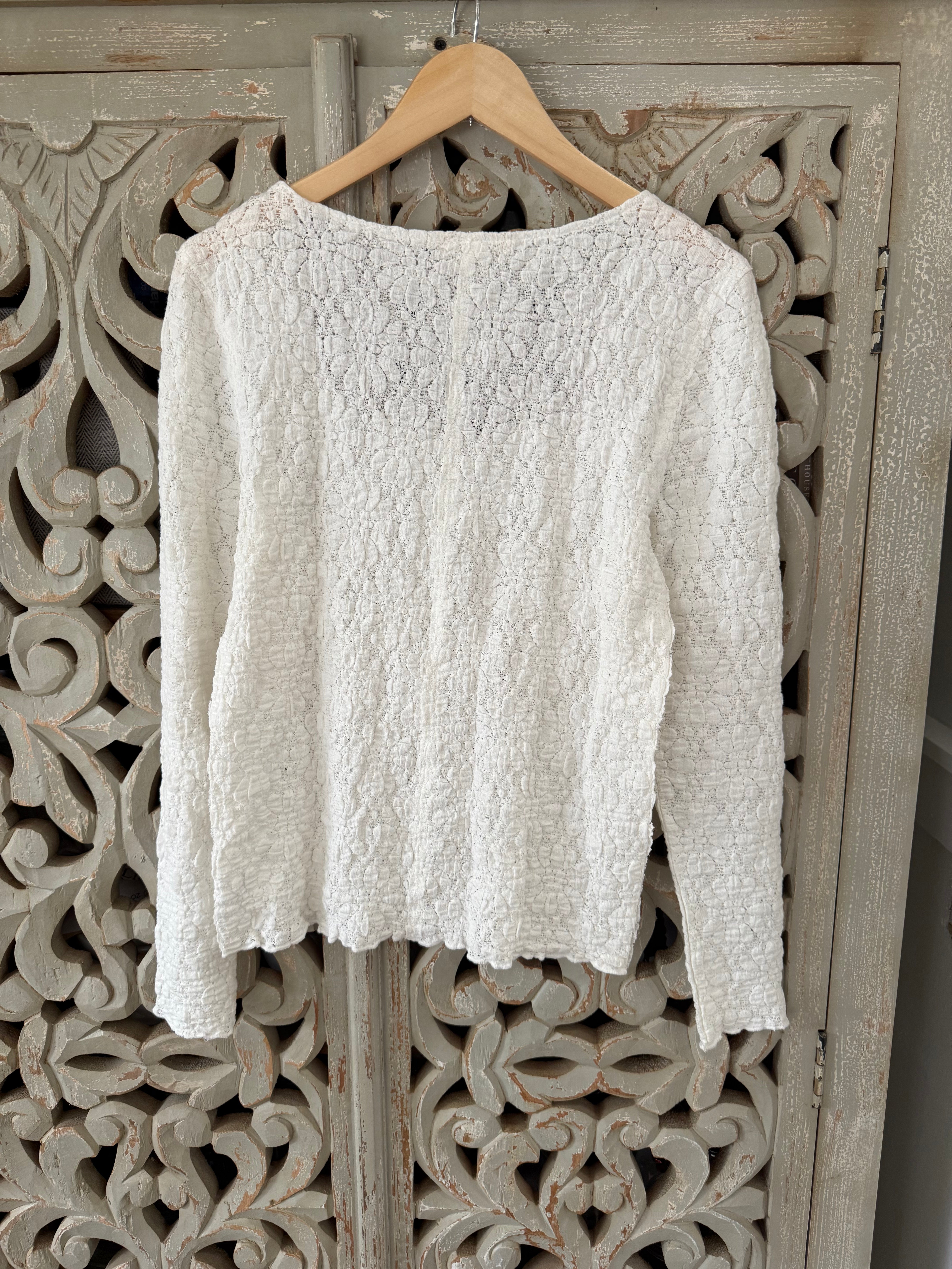 Lucky Brand White Lace Top Size L (RESTYLE)