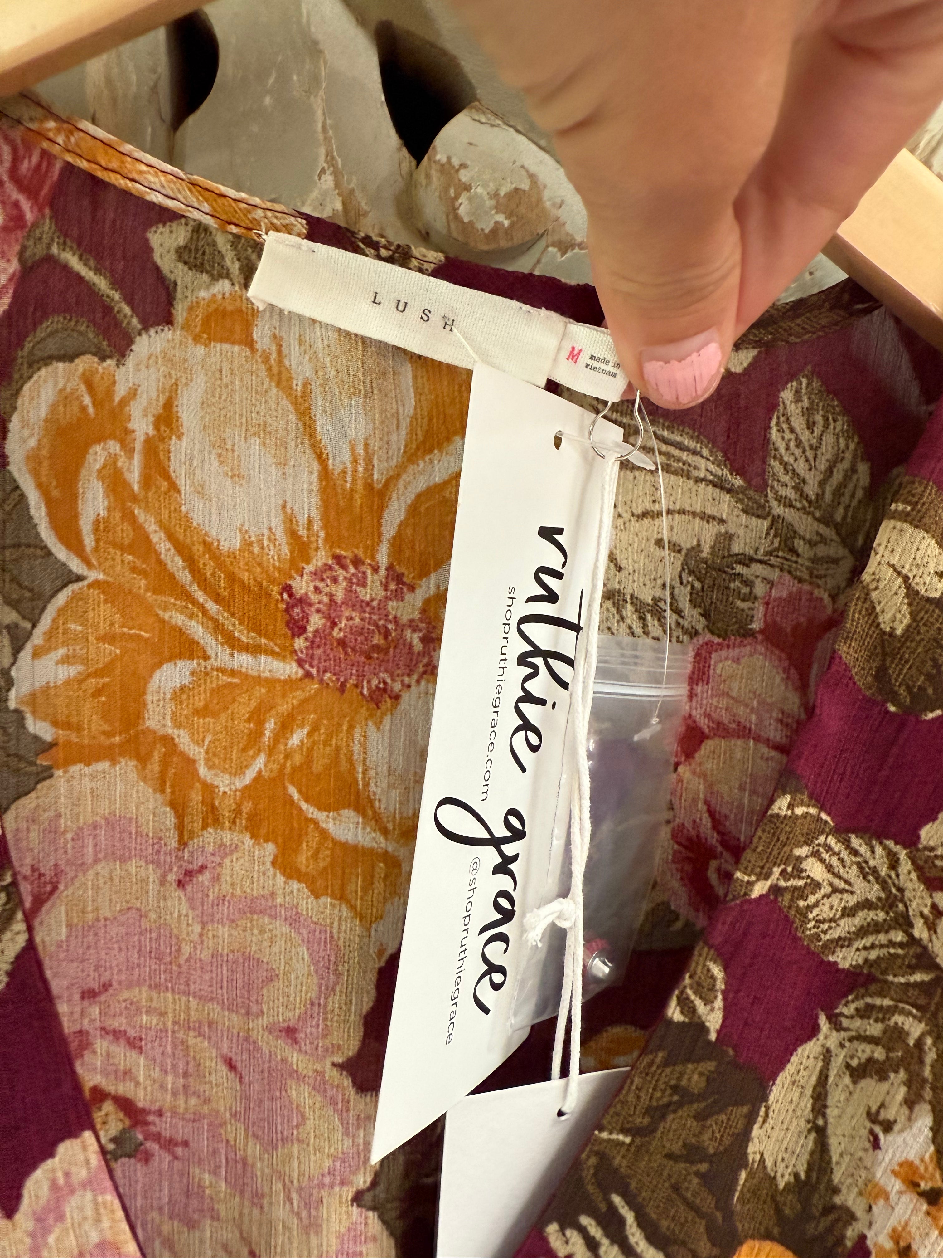 Floral Blouse Size M (RESTYLE)