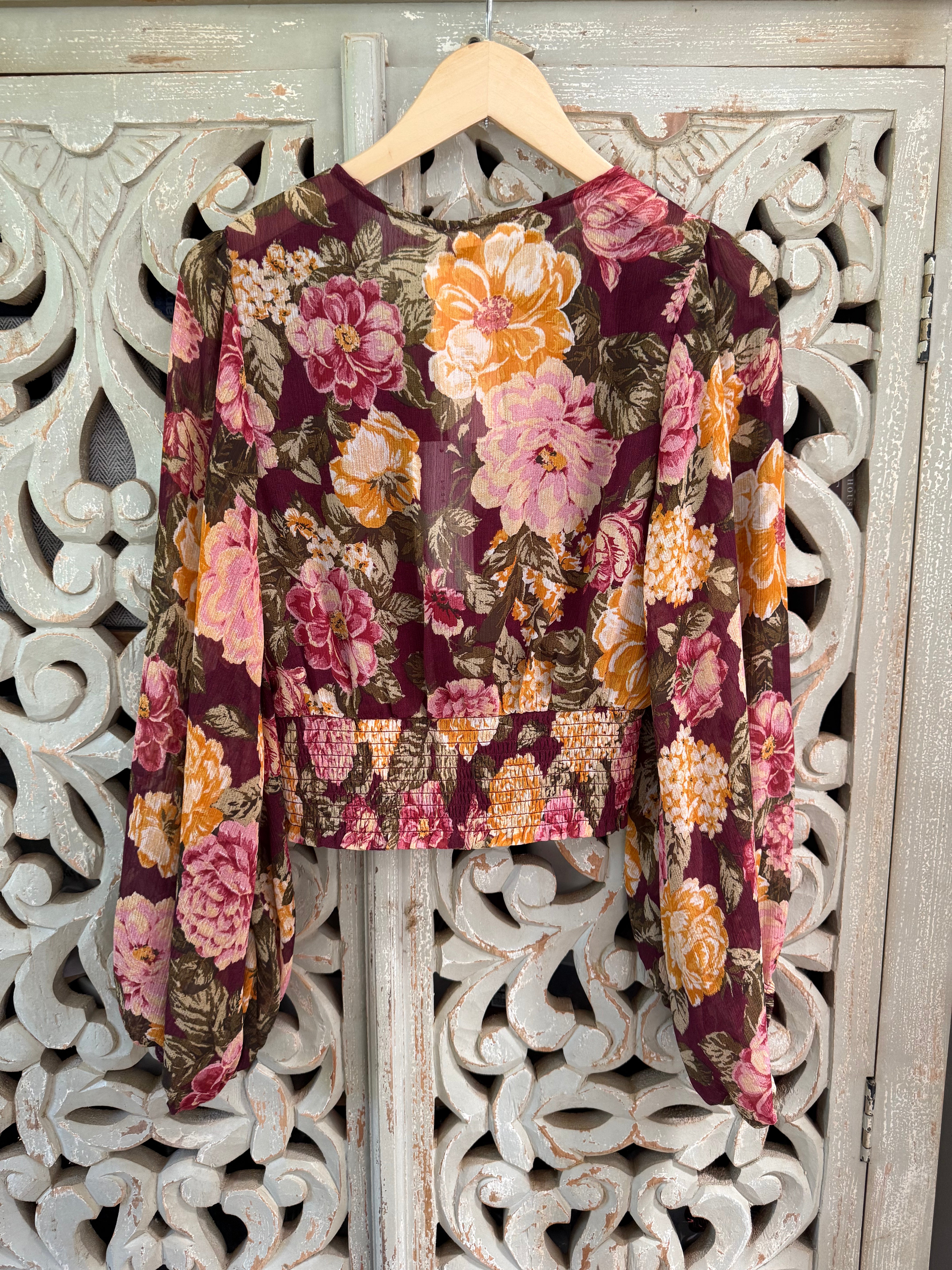 Floral Blouse Size M (RESTYLE)