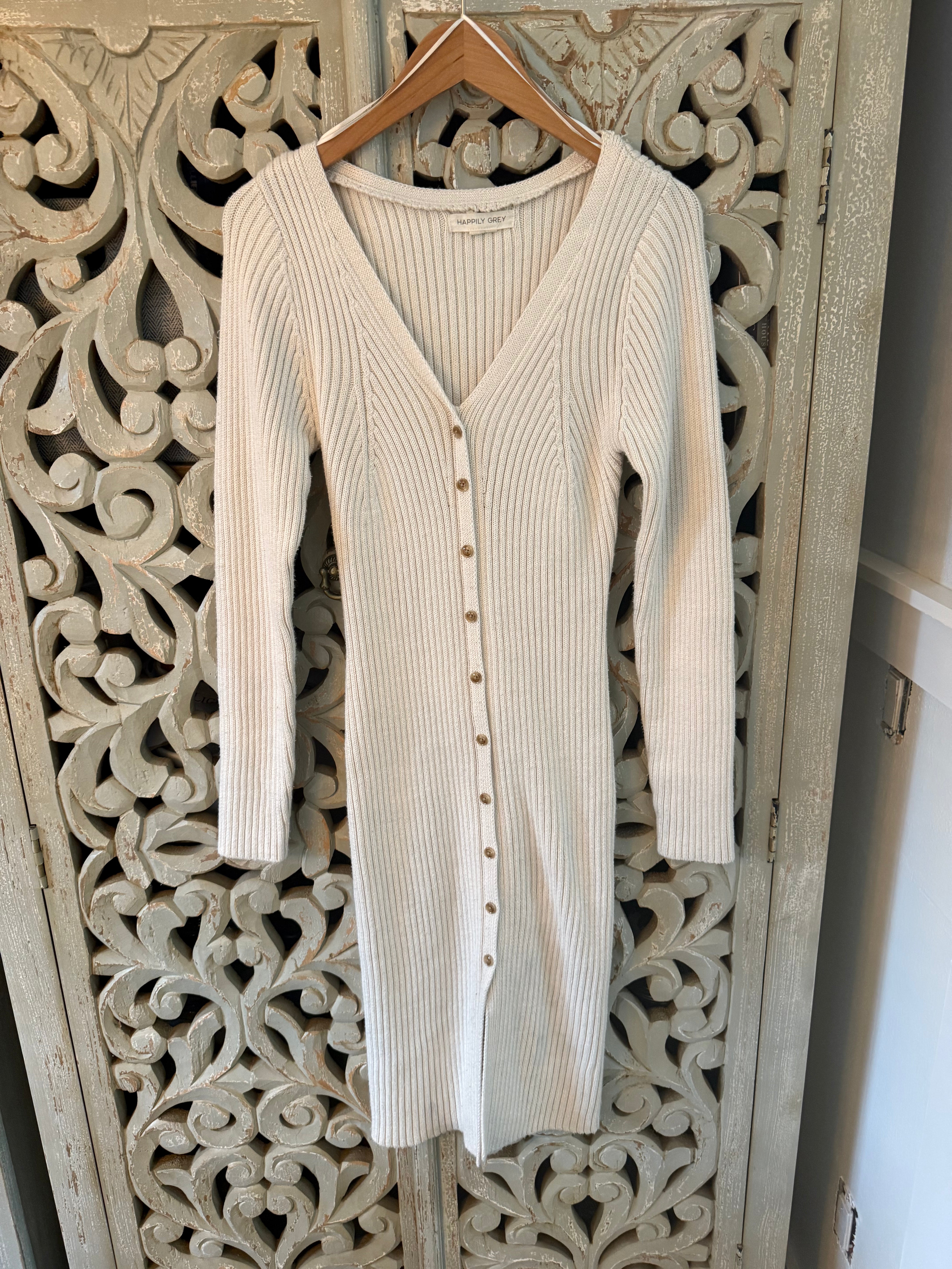 Off White Sweater Dress Size S (RESTYLE)