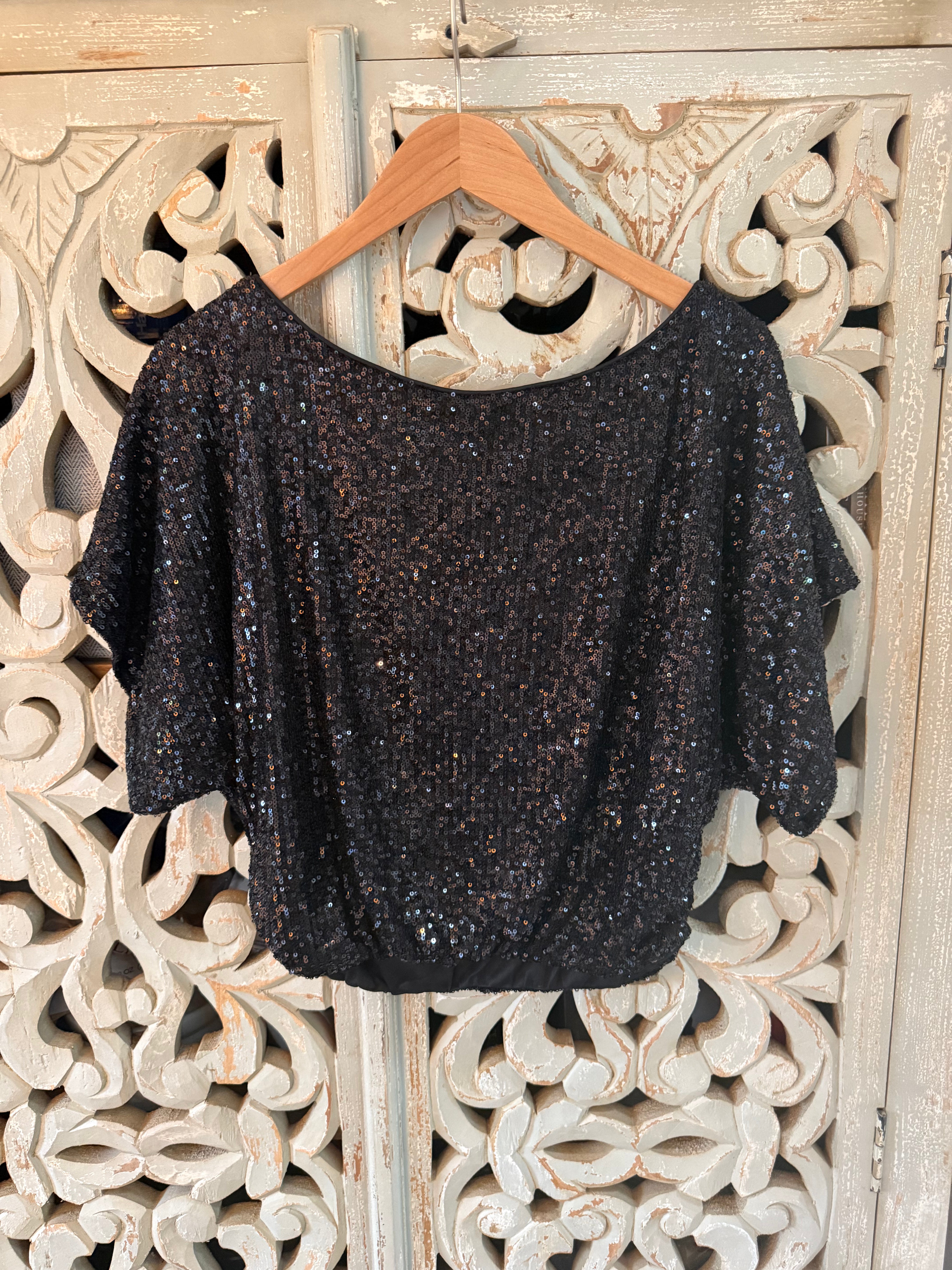 Black Sequin Top Size M (RESTYLE)