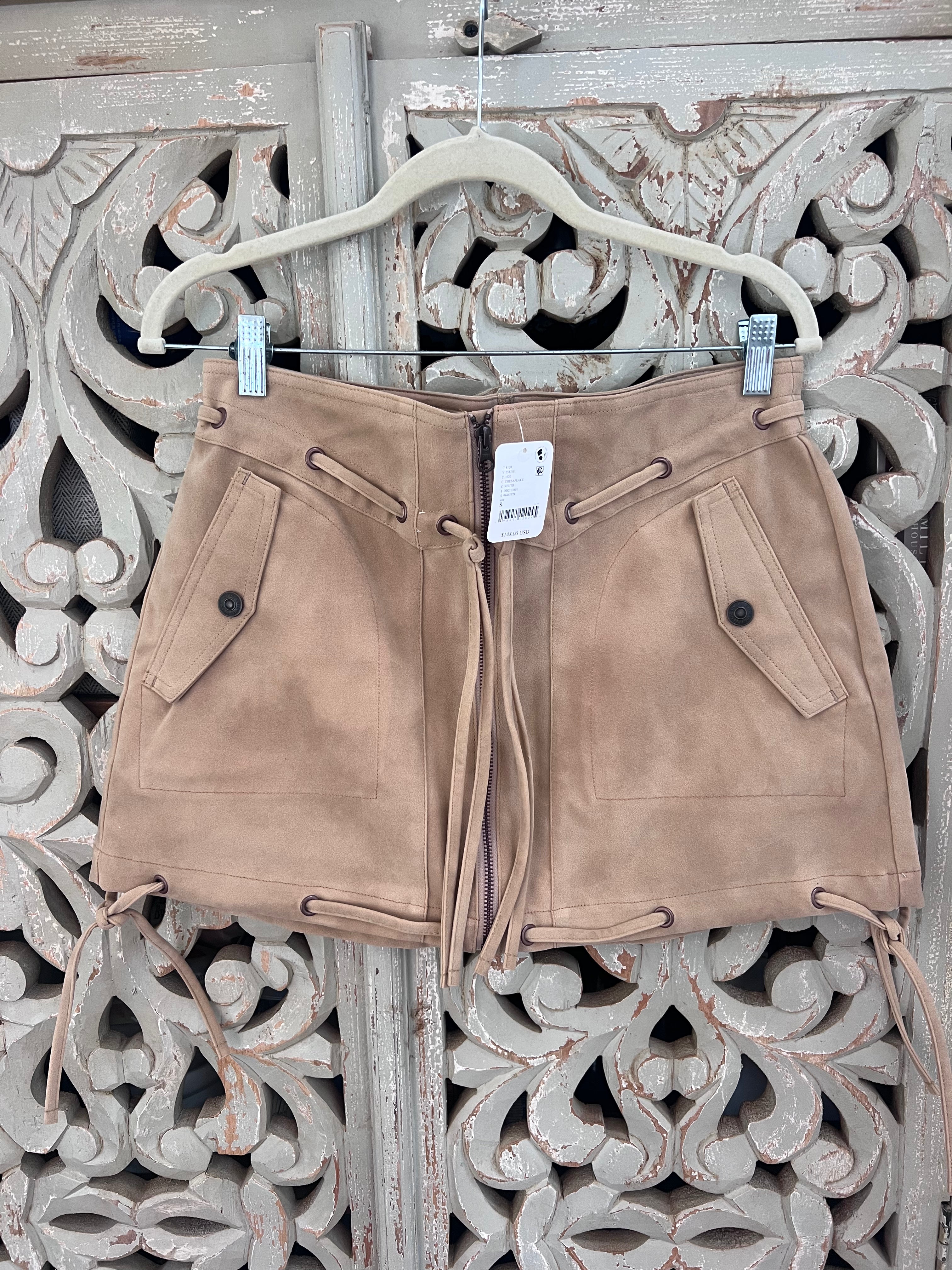 FREE PEOPLE Suede Skirt Size 8 (RESTYLE)