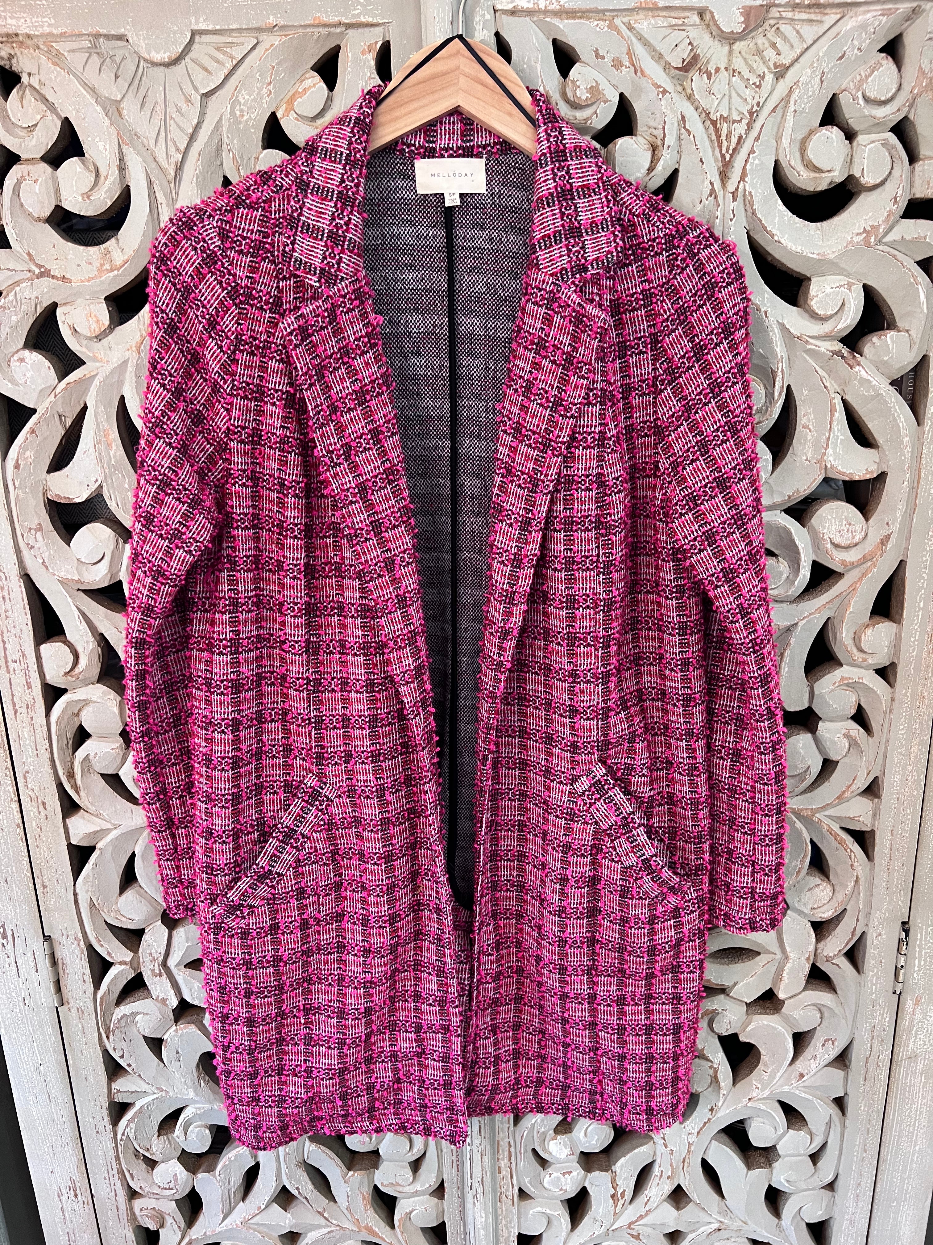 MELLODAY Pink Tweed Jacket S (RESTYLE)