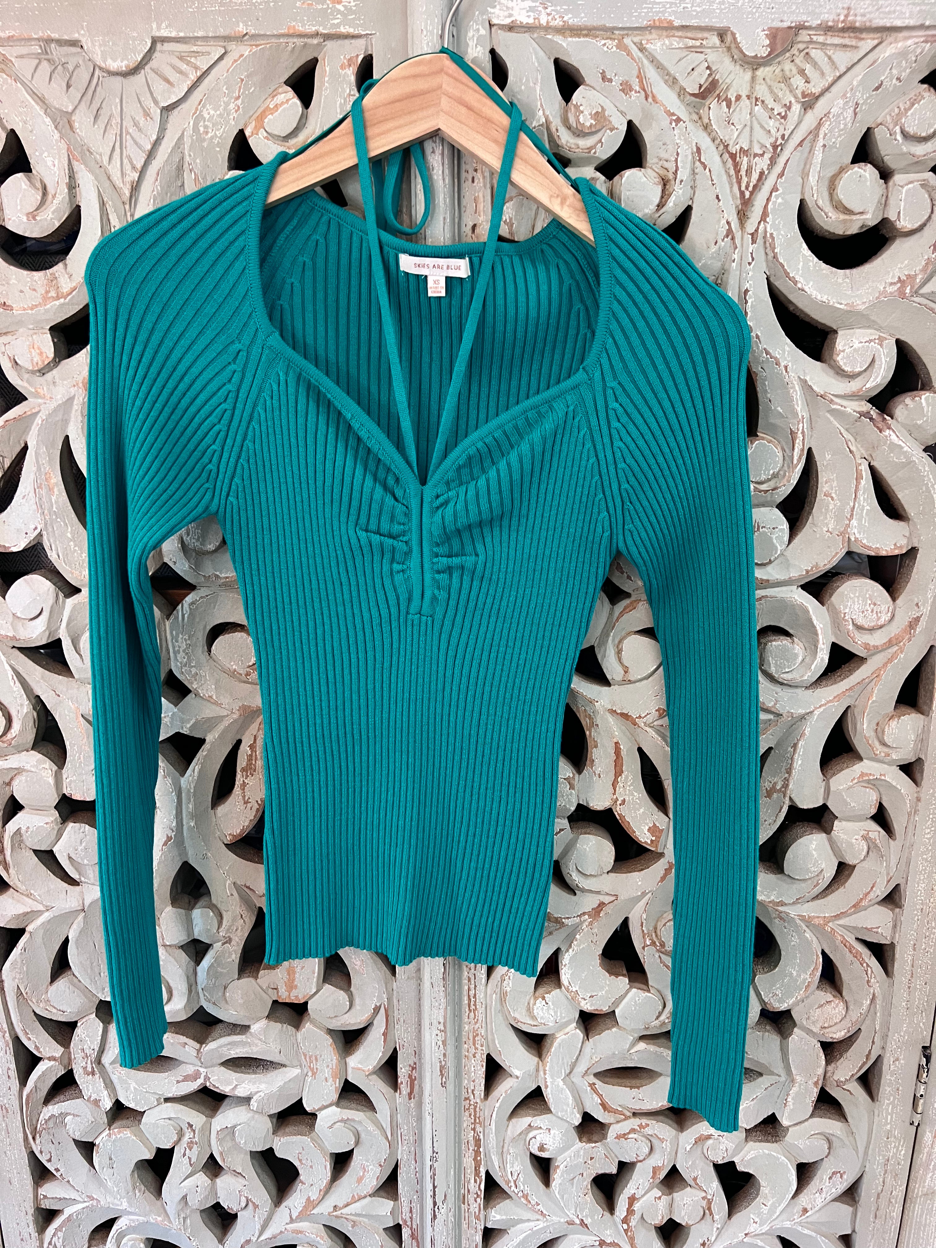 Green Ribbed Top XS (NWOT) (RESTYLE)