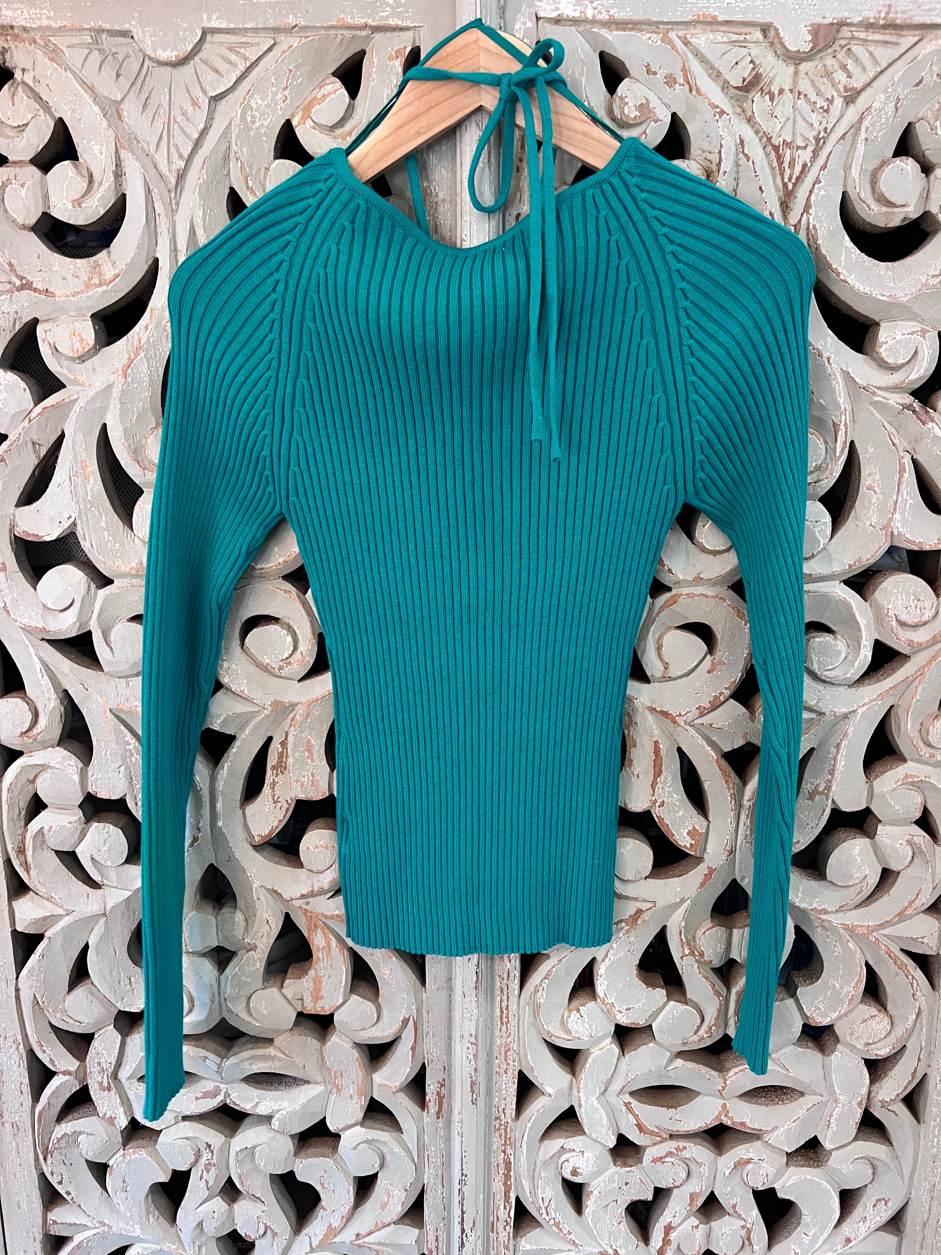 Green Ribbed Top XS (NWOT) (RESTYLE)