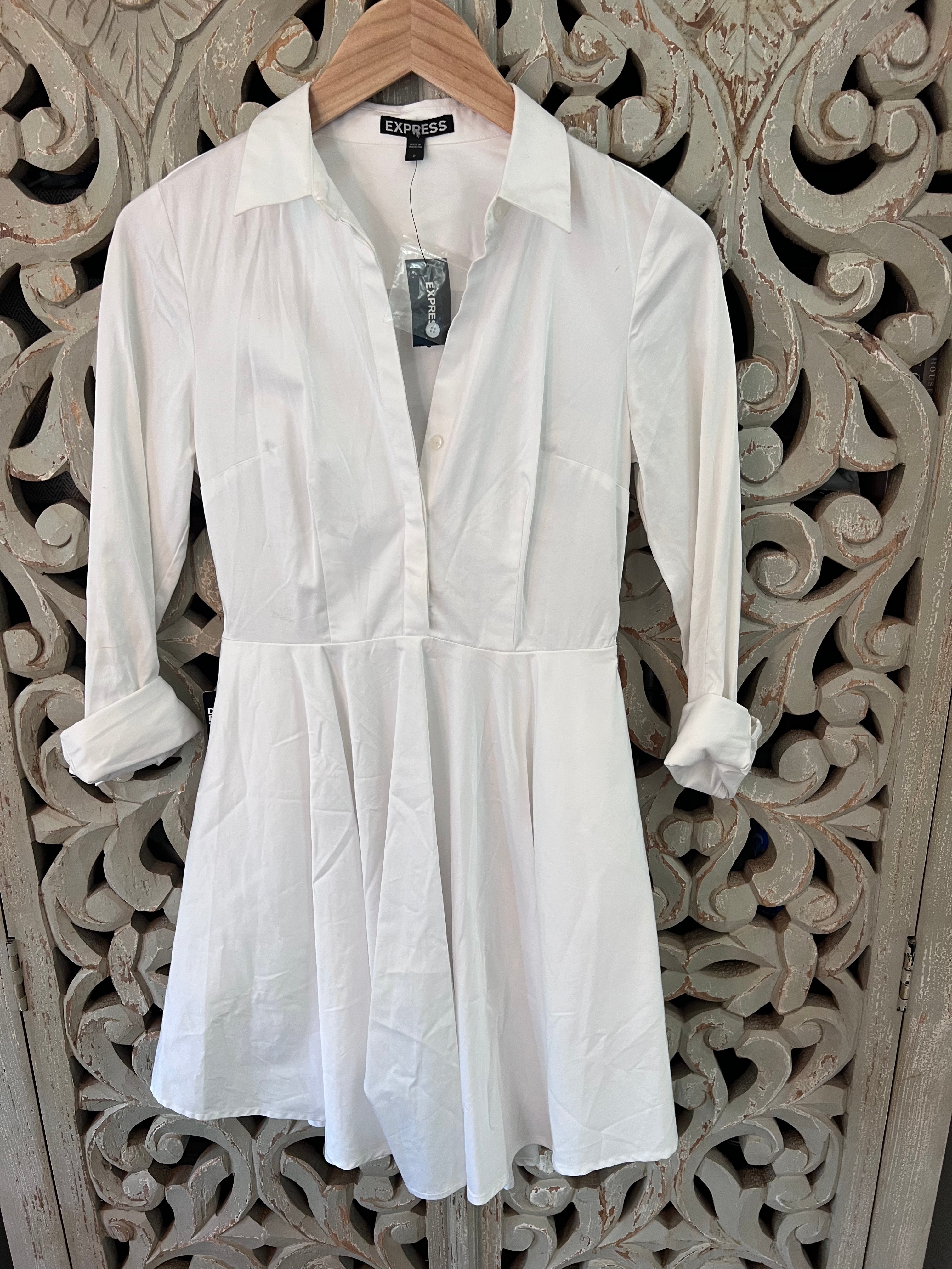 EXPRESS White Dress Size 2 (RESTYLE)