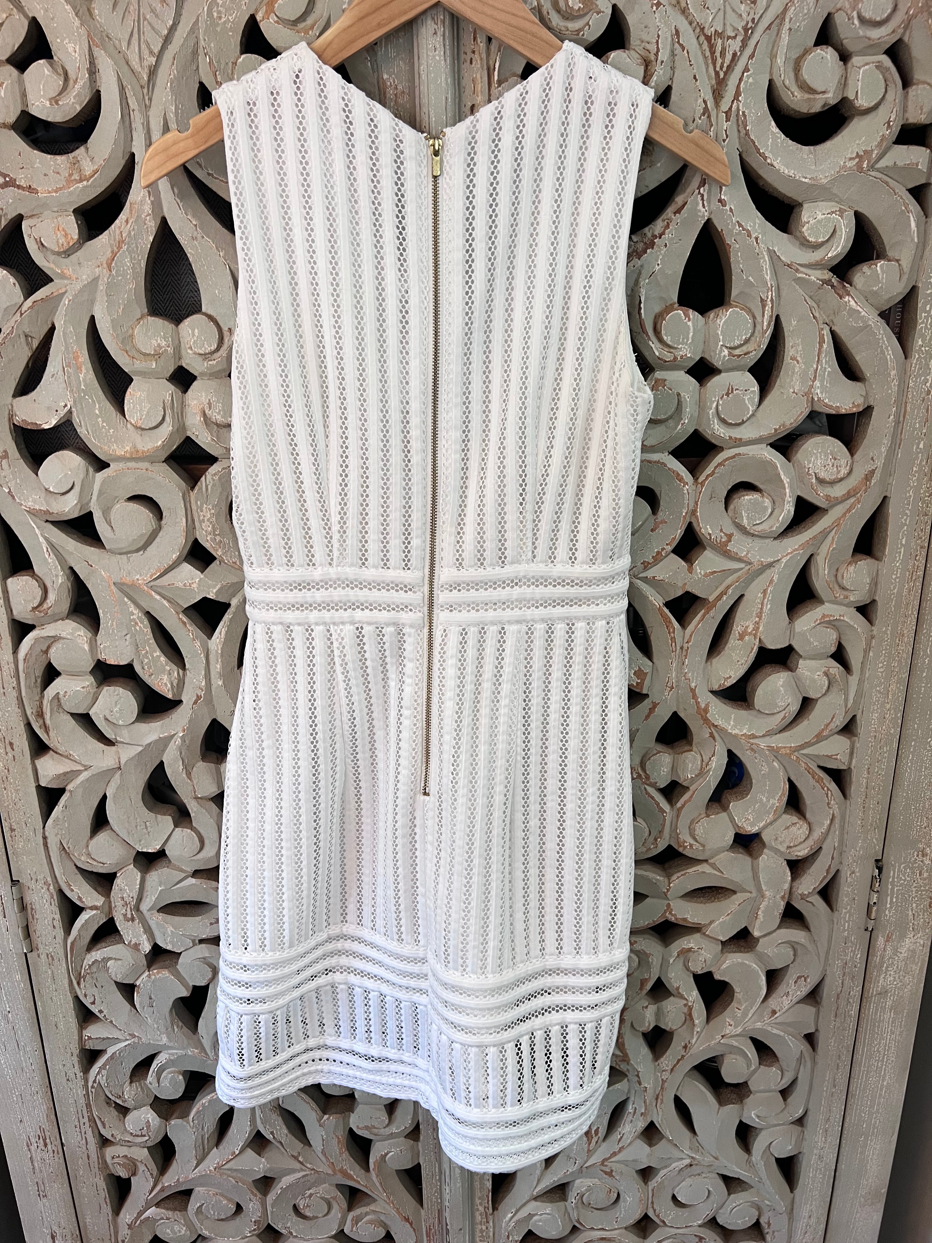 White Eyelet Dress Size 6 (RESTYLE)