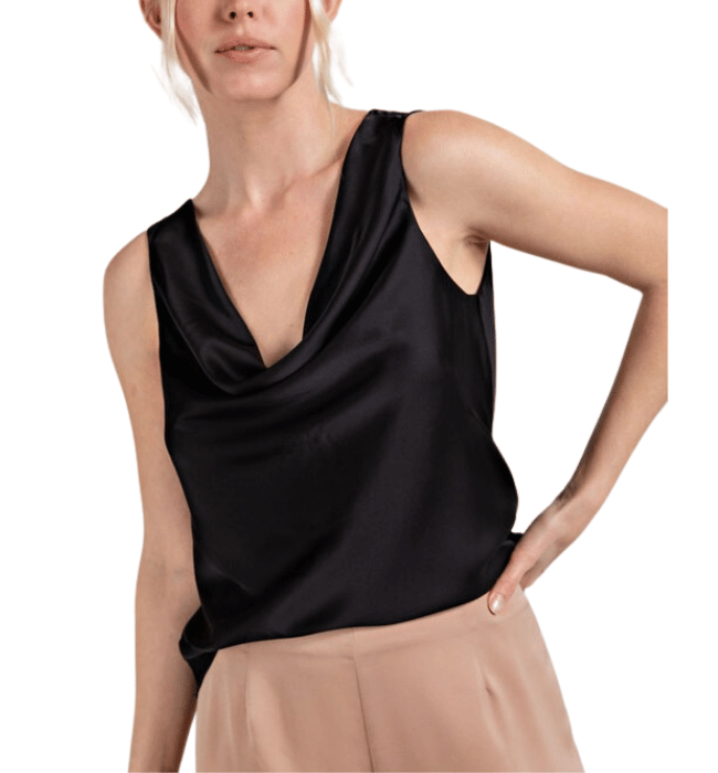 Jordan Satin Draped Sleeveless Top