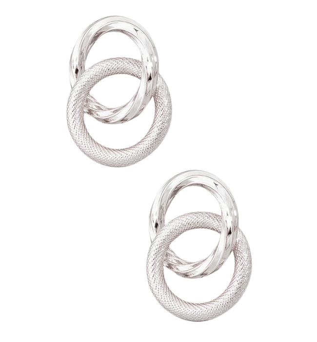 Double Hoop Stud Drop Earrings