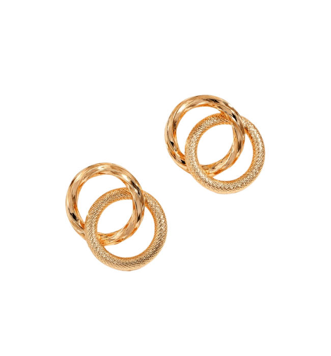 Double Hoop Stud Drop Earrings