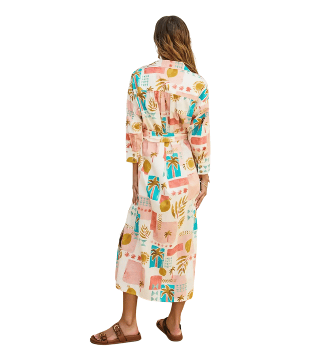 Moroccan Spring Buckled Belt Shirt Dress