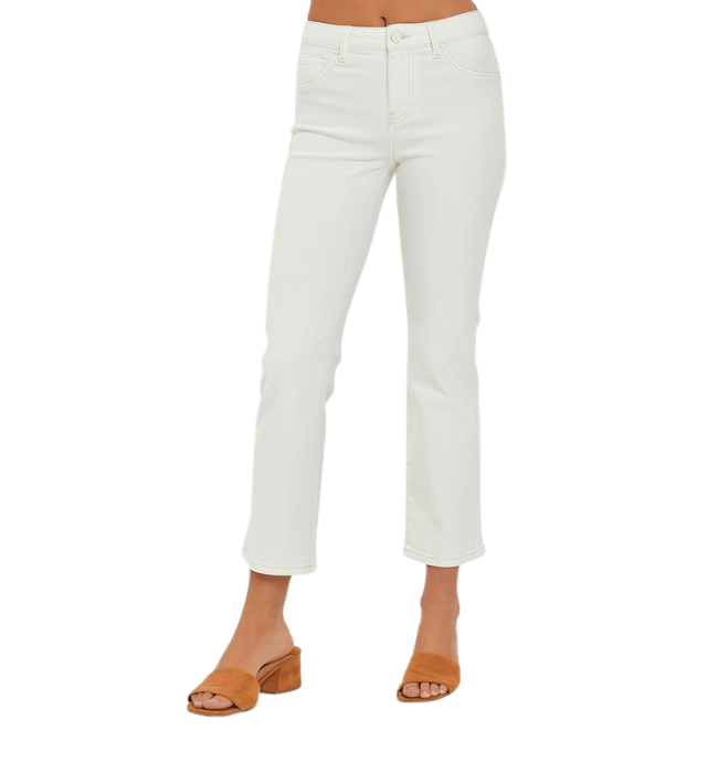 Maeve Mid Rise Straight Leg Cropped Jeans
