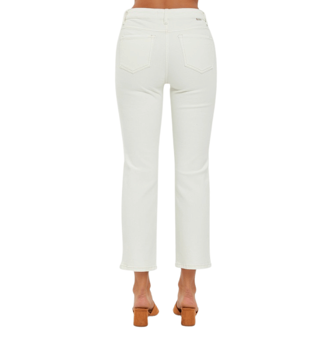 Maeve Mid Rise Straight Leg Cropped Jeans