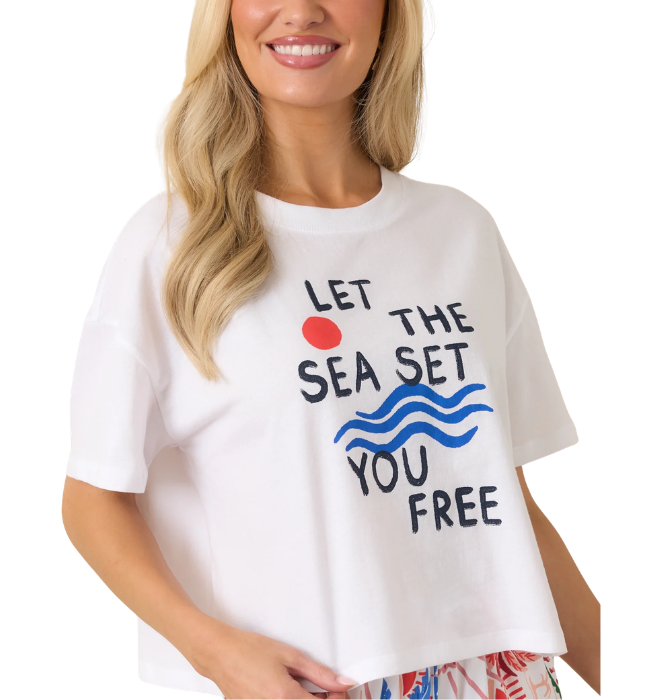 [Z SUPPLY] Vintage White Multi Cotton Sea Tee
