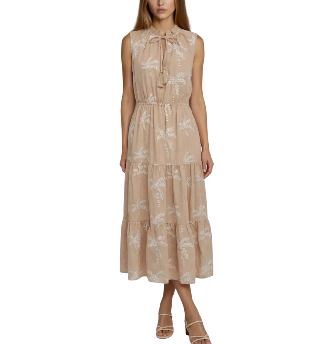 Kenza Embroidered Midi Dress