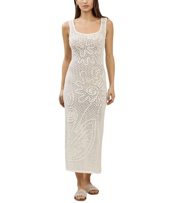Floral Textured Open-Knit Dress