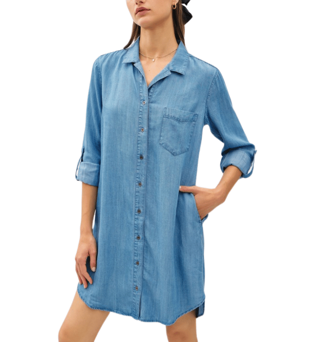 Krissy Chambray Denim Shirt Dress