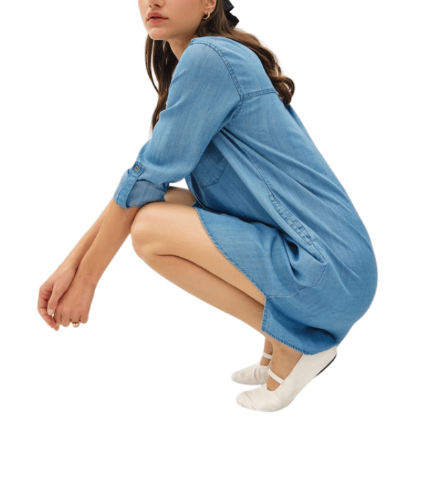 Krissy Chambray Denim Shirt Dress