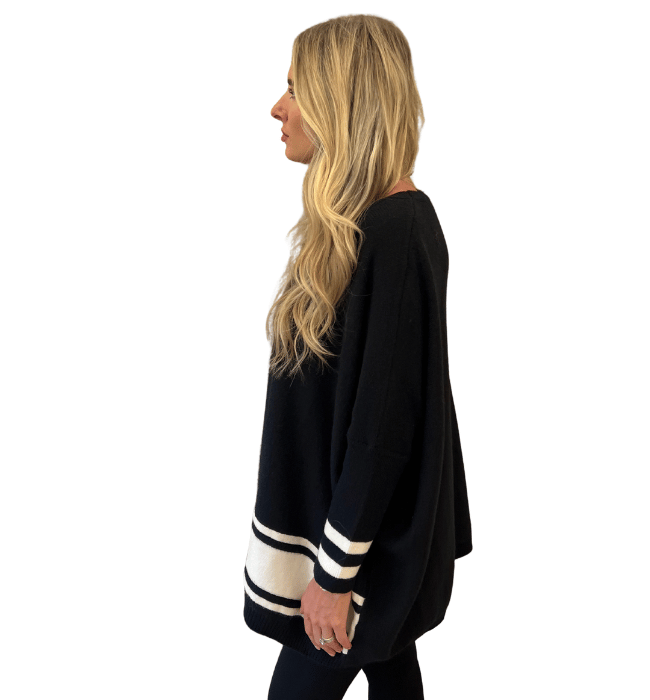 Biana Striped Poncho Sweater