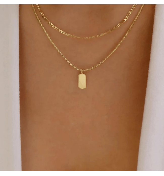 Dainty Layered Tag Necklace