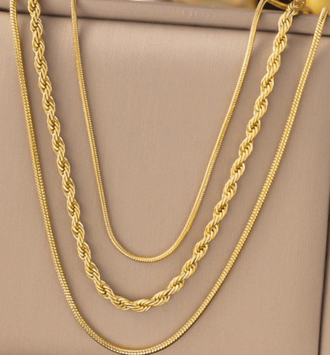 Dainty Layered 18K Non-Tarnish Stainless Steel Chain Necklace