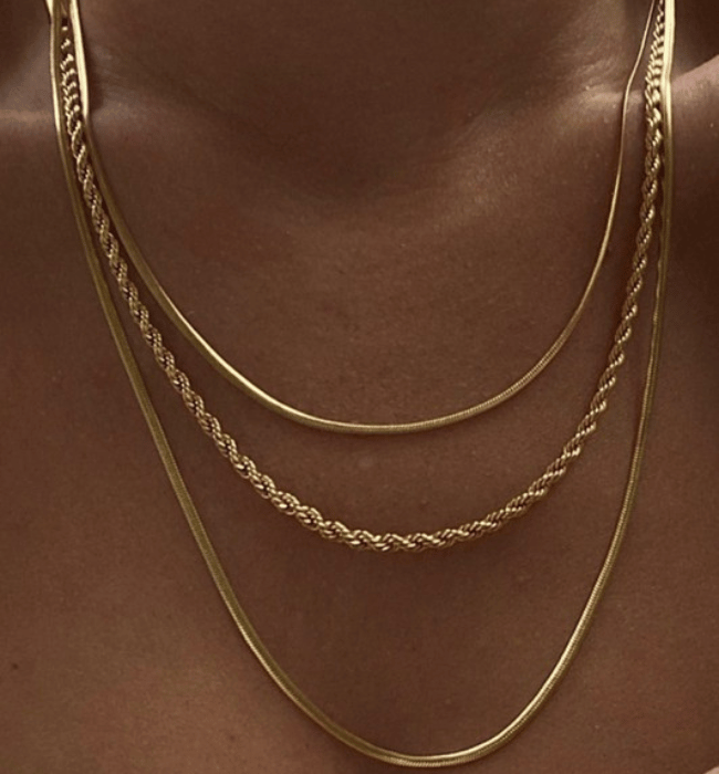 Dainty Layered 18K Non-Tarnish Stainless Steel Chain Necklace
