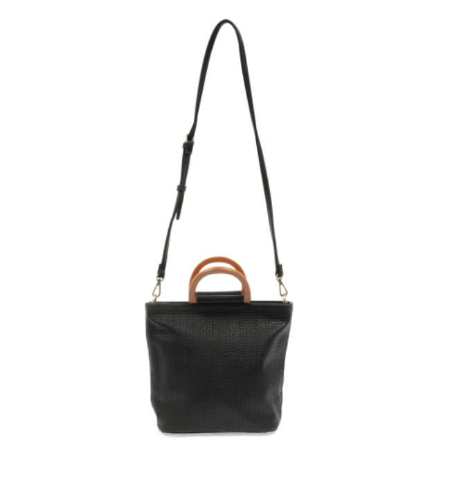 BLACK LILY WOVEN WOOD HANDLE TOTE