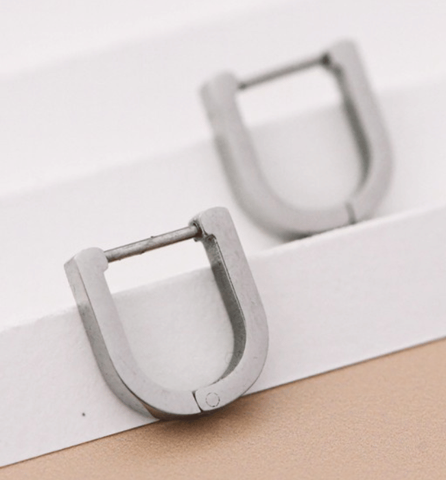 Silver Hoop/Square Earrings