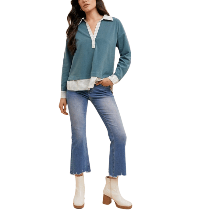 Misty Teal Layered Top