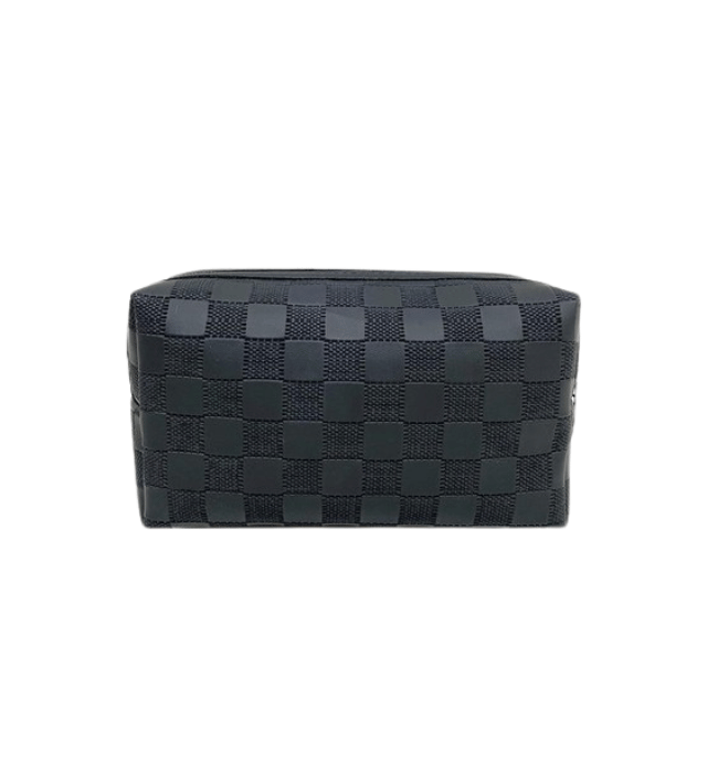 Checkered Monogram Cosmetic Makeup Pouch