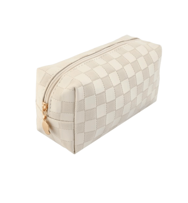 Checkered Monogram Cosmetic Makeup Pouch