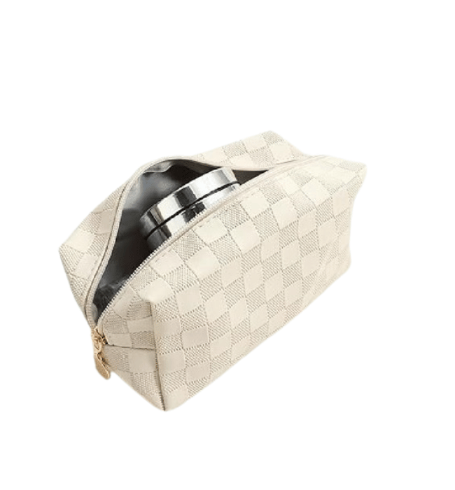 Checkered Monogram Cosmetic Makeup Pouch