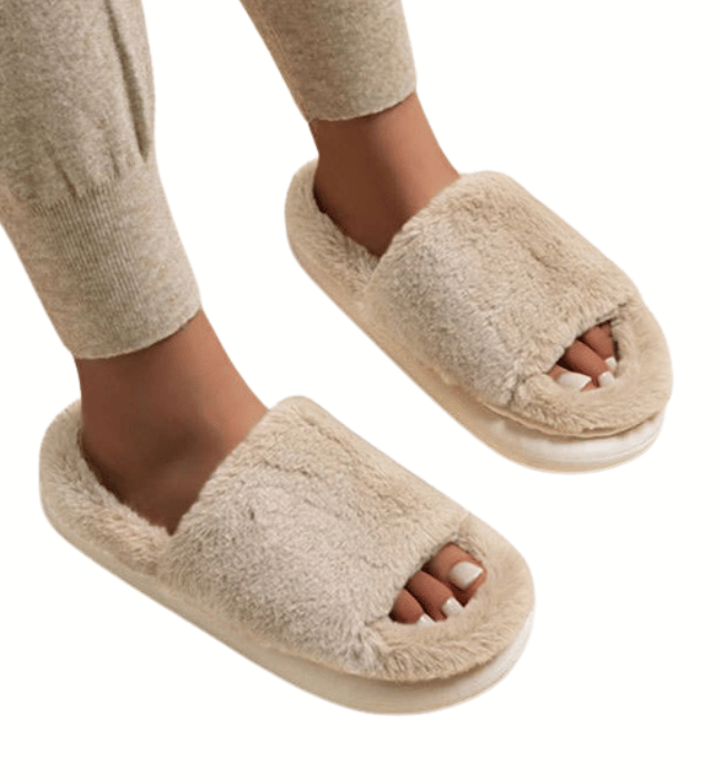 Furry Open Toe Slippers