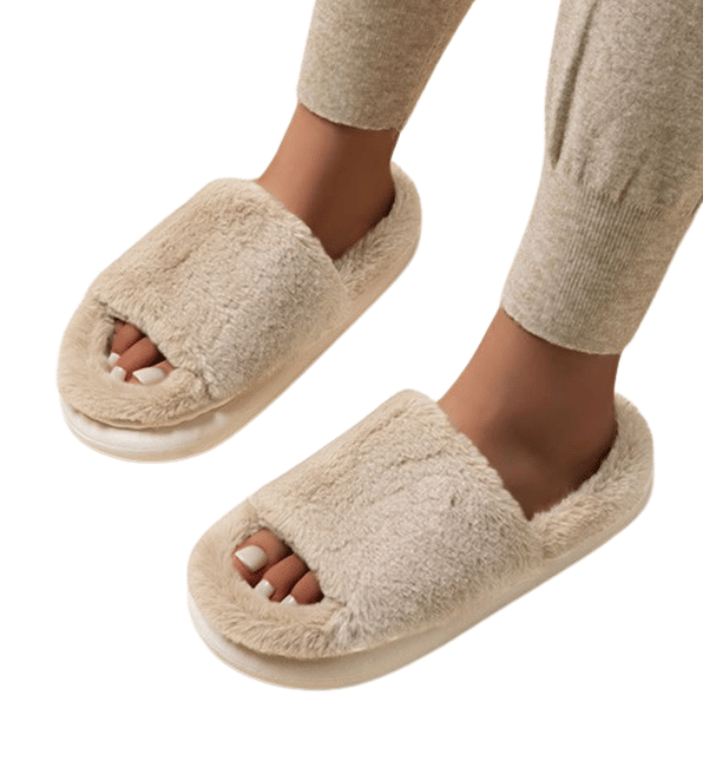 Furry Open Toe Slippers