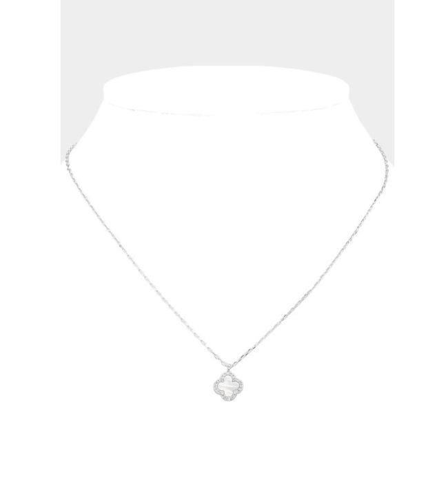 Mother Of Pearl Quatrefoil Pendant Necklace